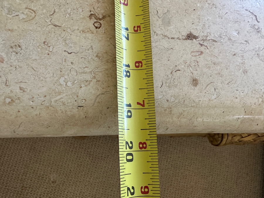 Pair Of Vintage Rattan Bamboo Nightstands With Travertine Marble Tops 26.5W X 19.5D X 22.5H [Photo 11]