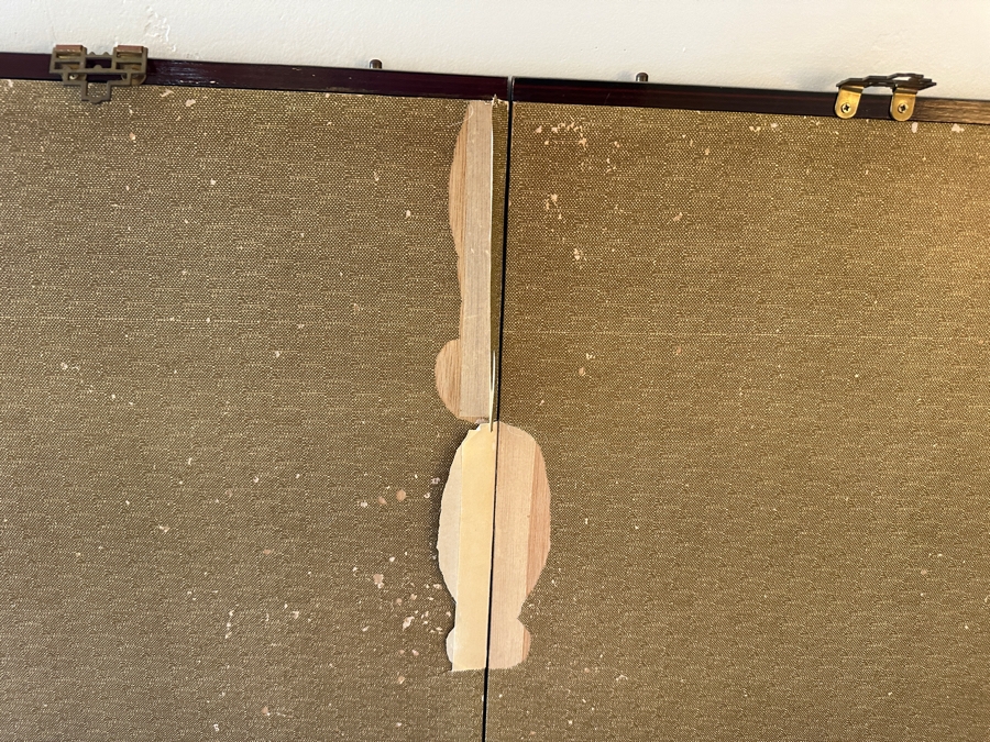 Vintage Japanese Edo Rinpa Style Silver Leaf Four Panel Byobu Screen Divider Featuring Seven Manchurian Cranes Standing In The Clouds 71.5W X 47.5H [Photo 19]