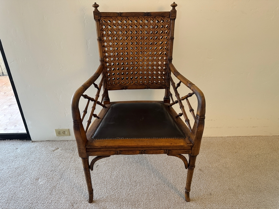 Stunning Wooden Bamboo Motif Armchair With Cane Back By Fratelli Boffi S.N.C. Italy [Photo 2]