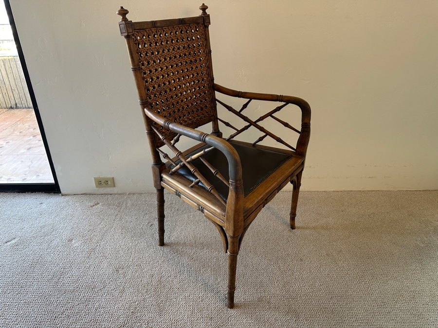 Stunning Wooden Bamboo Motif Armchair With Cane Back By Fratelli Boffi S.N.C. Italy [Photo 4]