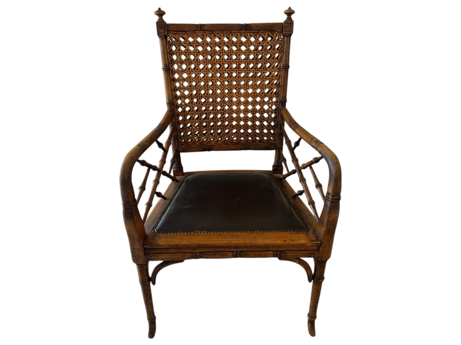 Stunning Wooden Bamboo Motif Armchair With Cane Back By Fratelli Boffi S.N.C. Italy [Photo 1]