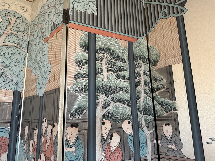 Stunning Japanese Six Panel Byobu Screen Room Divider Featuring Children At Play 93W X 83.5H [Photo 12]