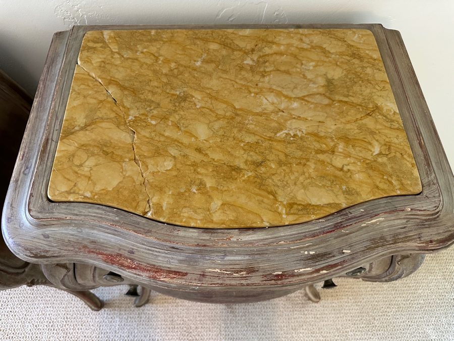 Pair Of Antique Nightstands With Marble Tops (One Of The Marble Tops Is Cracked) 21.5W X 15D X 29.5H [Photo 5]