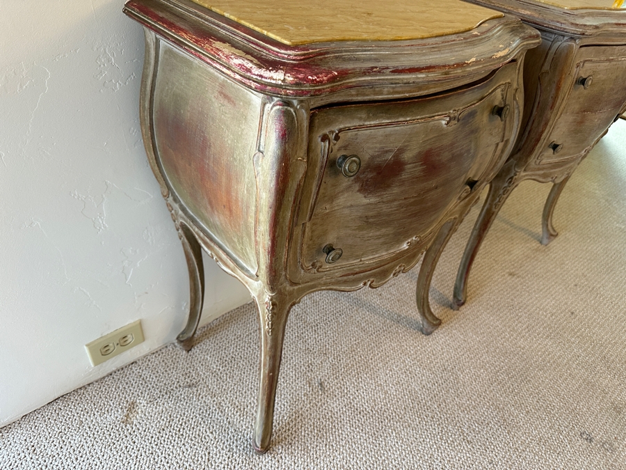 Pair Of Antique Nightstands With Marble Tops (One Of The Marble Tops Is Cracked) 21.5W X 15D X 29.5H [Photo 10]
