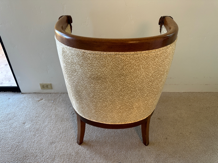 Vintage Empire Style Tub Club Chair With Carved Rams Heads And Hoof Feet [Photo 9]