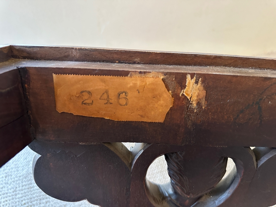 Stunning Carved Side Table With Black Marble Top 23W X 14D X 23H [Photo 13]