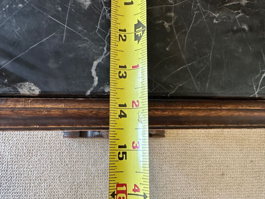 Stunning Carved Side Table With Black Marble Top 23W X 14D X 23H [Photo 11]