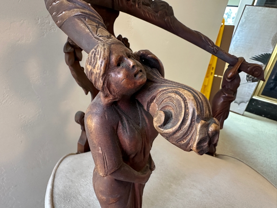 Antique Hand Carved Wooden Andrea Brustolon Style Italian Armchair 24W X 24D X 33H [Photo 4]