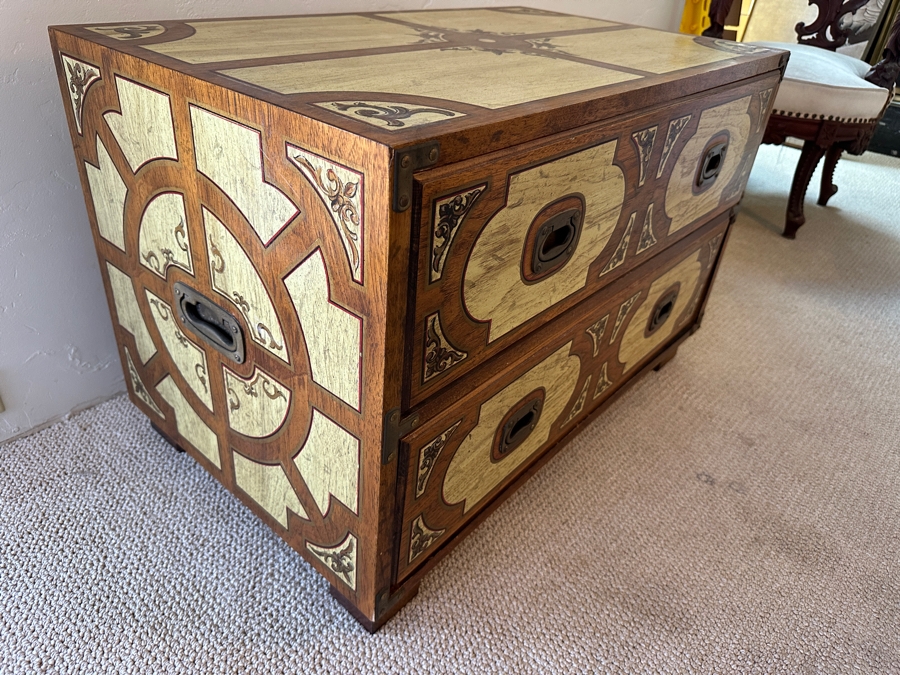 Vintage Drexel 2-Drawer Campaign Style Chest Dresser 32W X 19D X 21H [Photo 6]