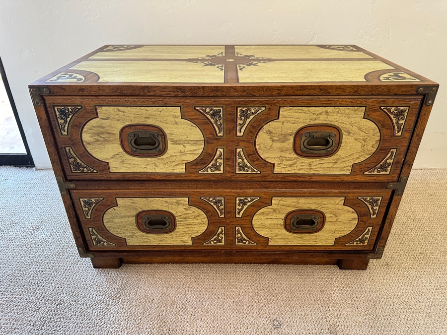 Vintage Drexel 2-Drawer Campaign Style Chest Dresser 32W X 19D X 21H [Photo 3]