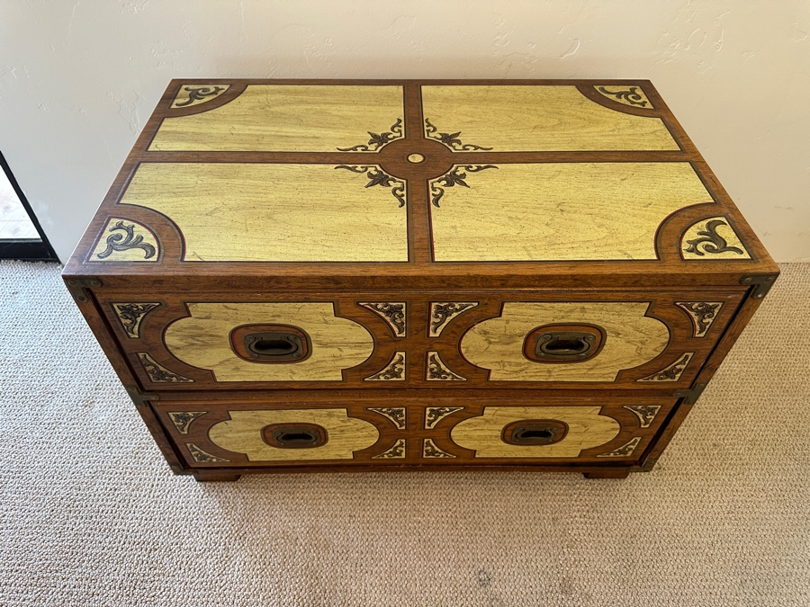 Vintage Drexel 2-Drawer Campaign Style Chest Dresser 32W X 19D X 21H [Photo 5]