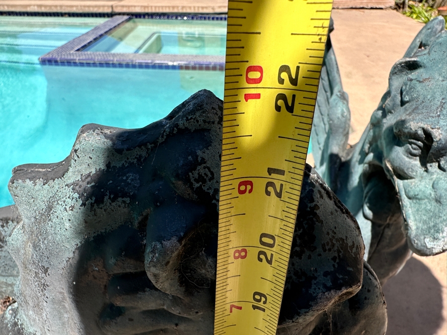 Vintage Pair Of Cast Aluminum Winged Griffins Garden Decor 25W X 7D X 22H [Photo 9]