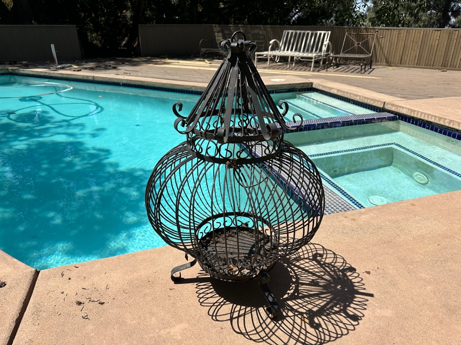 Large Free Standing Or Hanging Wrought Iron Bird Cage 34'H [Photo 1]