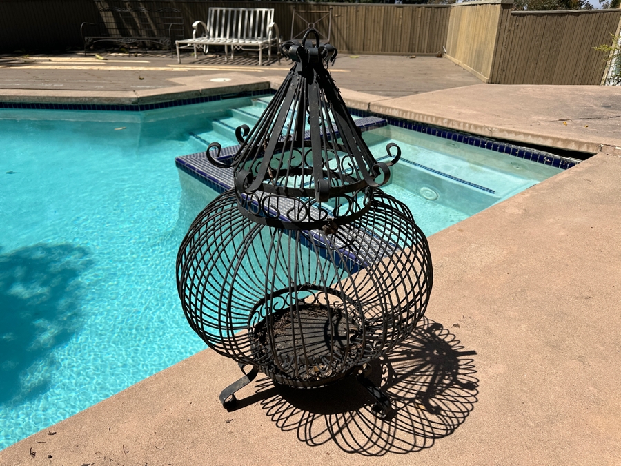 Large Free Standing Or Hanging Wrought Iron Bird Cage 34'H [Photo 3]
