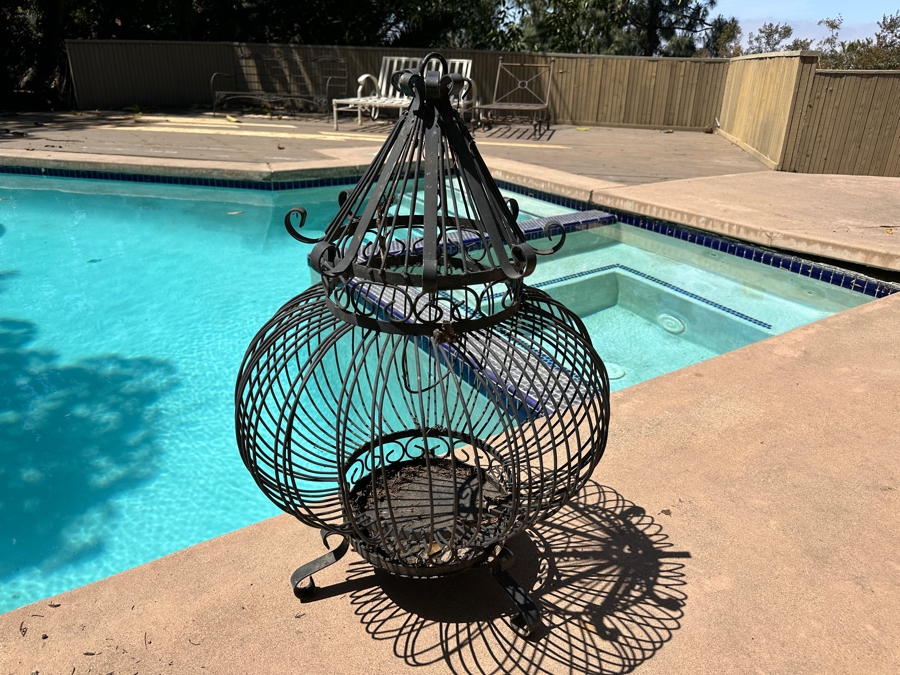 Large Free Standing Or Hanging Wrought Iron Bird Cage 34'H [Photo 4]