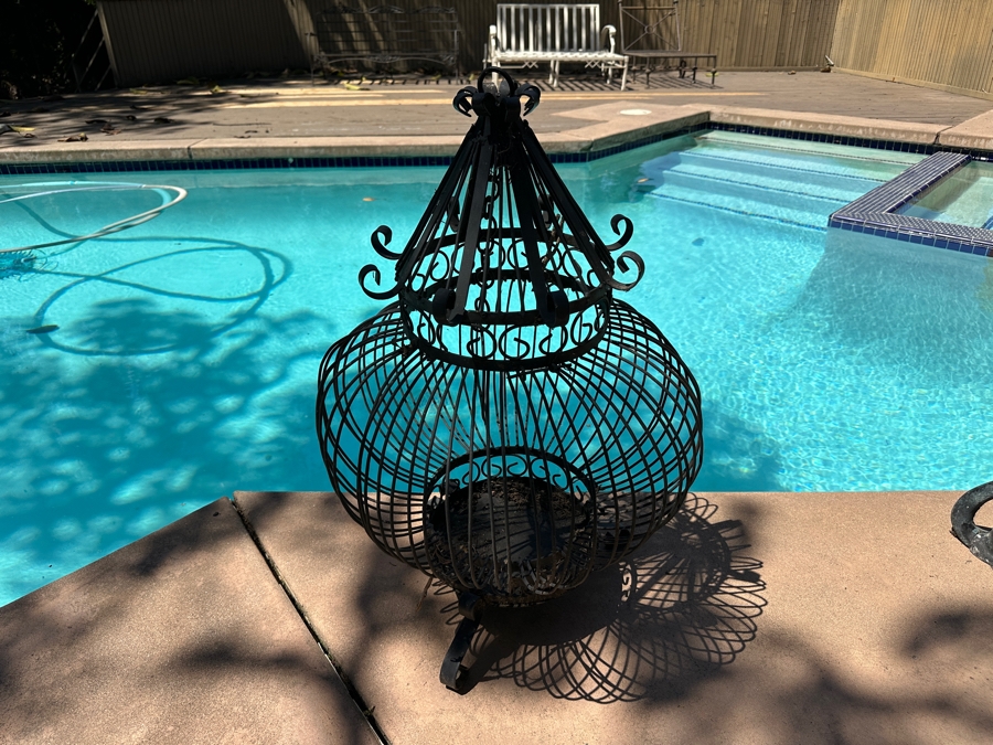 Large Free Standing Or Hanging Wrought Iron Bird Cage 34'H [Photo 2]