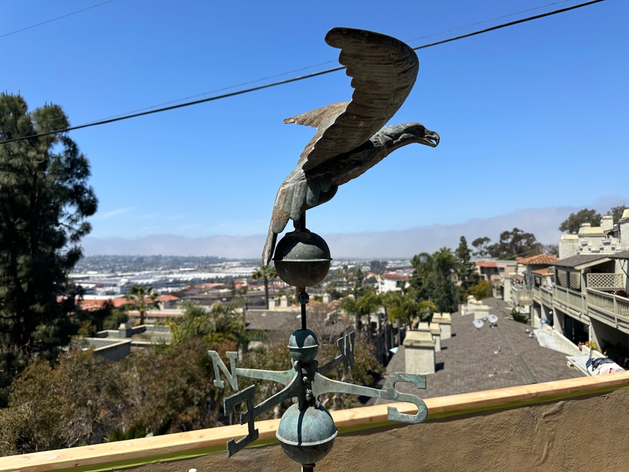 Vintage Copper Bald Eagle Weathervane With Metal Stand 56'H With Stand [Photo 2]