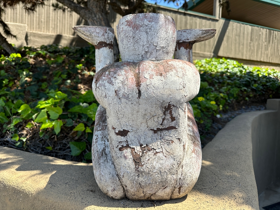 Carved Wooden Monkey Sculpture Base For A Table Garden Decor 12W X 11D X 18H [Photo 8]