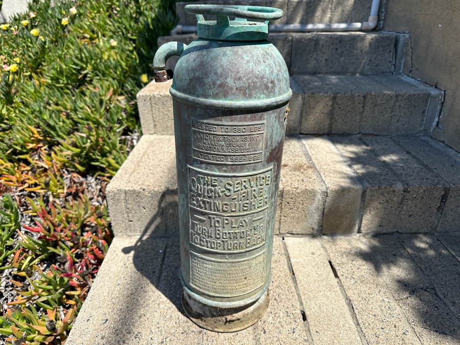 Vintage Copper The Quick-Service Fire Extinguisher By Knight & Thomas, Inc. Boston, MA Patented 1896 22.5'H [Photo 1]