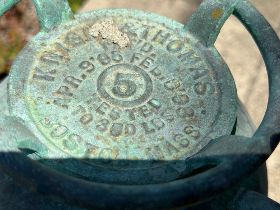 Vintage Copper The Quick-Service Fire Extinguisher By Knight & Thomas, Inc. Boston, MA Patented 1896 22.5'H [Photo 6]