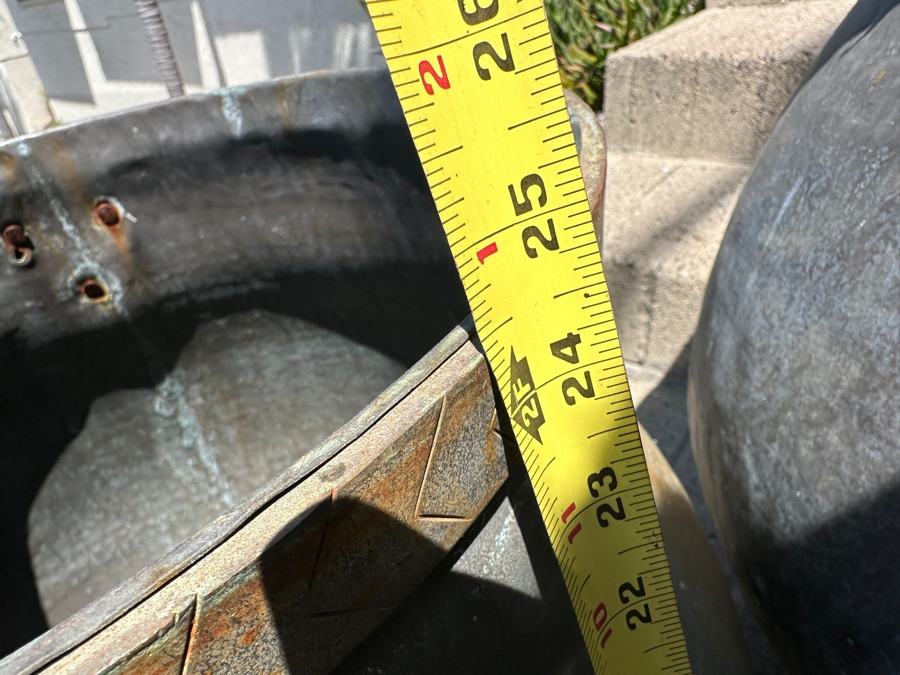 Pair Of Large Copper Vessels Cauldrons Garden Planters 26'W X 24.5'H [Photo 11]
