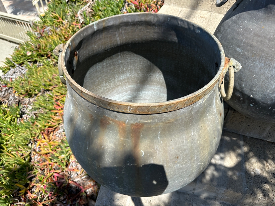 Pair Of Large Copper Vessels Cauldrons Garden Planters 26'W X 24.5'H [Photo 4]