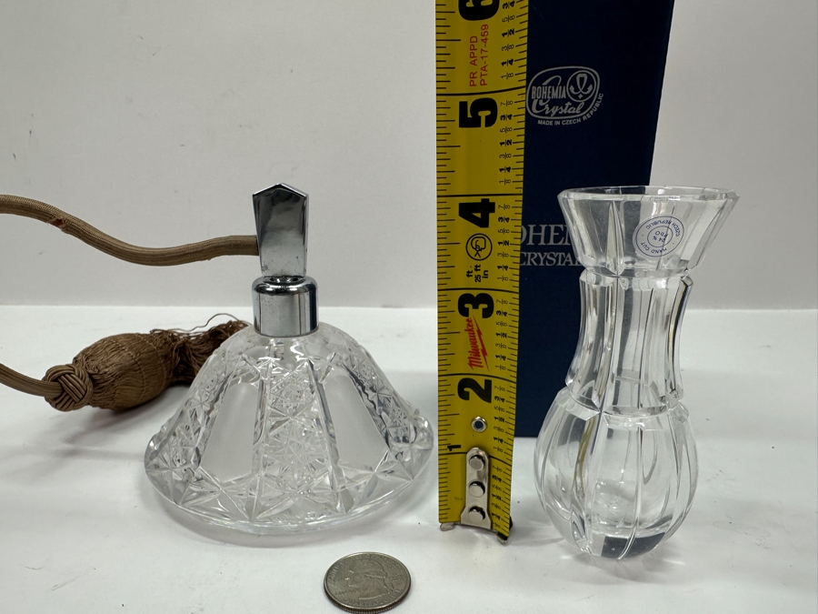 Just Added - Vintage Bohemia Crystal Perfume Bottle And New Bohemia Crystal Vase With Box Made In Czech Republic 4H [Photo 8]