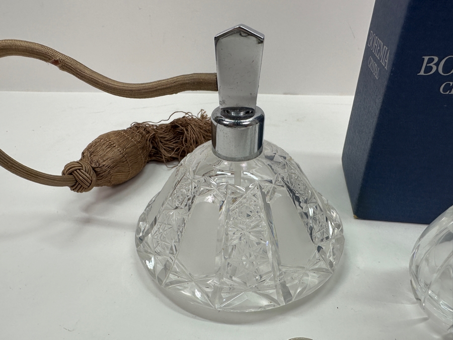 Just Added - Vintage Bohemia Crystal Perfume Bottle And New Bohemia Crystal Vase With Box Made In Czech Republic 4H [Photo 4]