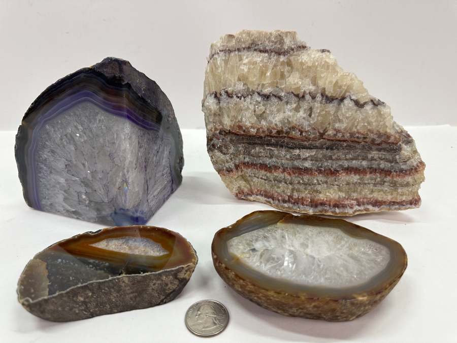 Just Added - Rainbow Calcite Specimen And (3) Geodes Pieces 3,650g [Photo 2]