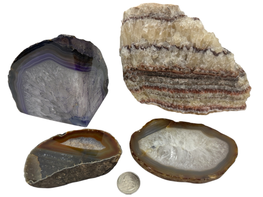 Just Added - Rainbow Calcite Specimen And (3) Geodes Pieces 3,650g