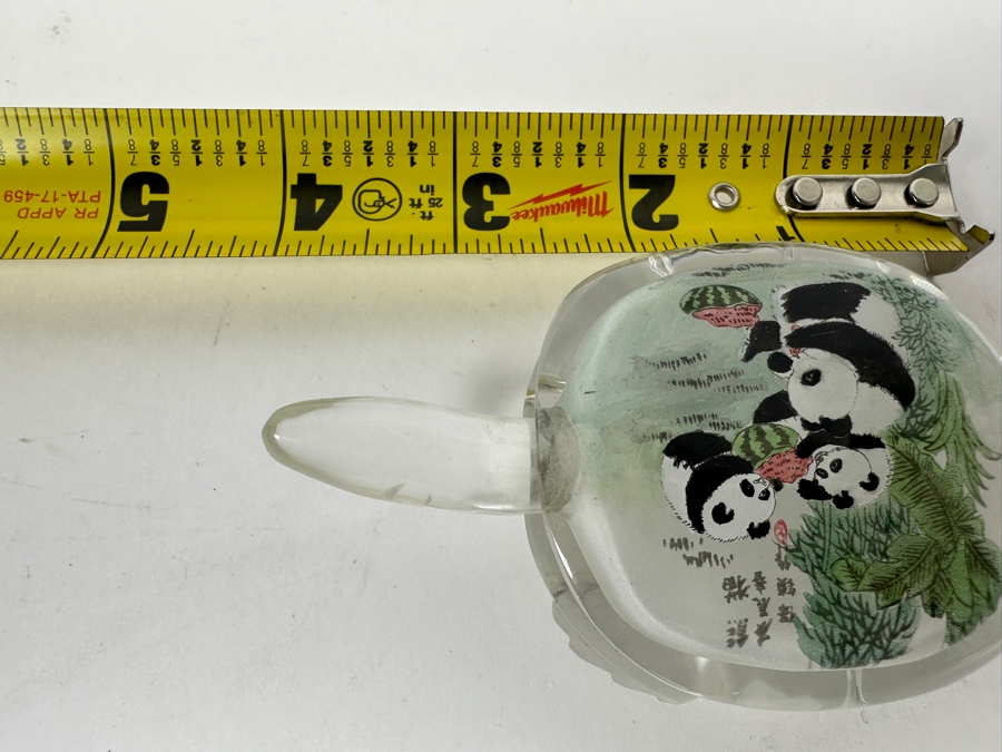 Just Added - Vintage Chinese Reverse Painted Pandas Eating Watermelon Glass Bottle 4W [Photo 12]