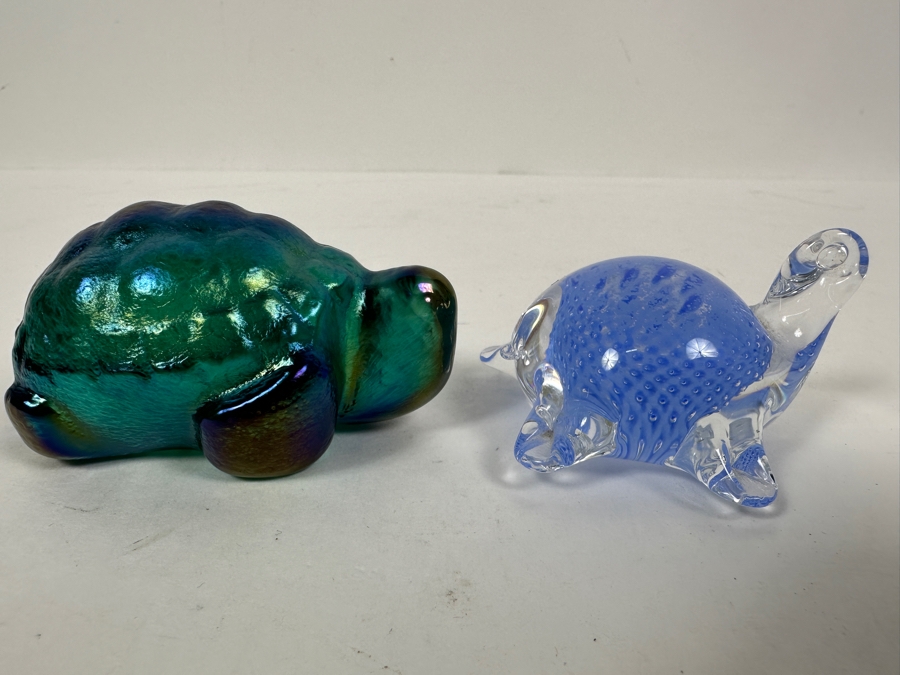 Just Added - (L) Robert Held Hand Made Art Glass Turtle Made In Canada And (R) Handmade Swedish Art Glass Turtle By Sea [Photo 3]