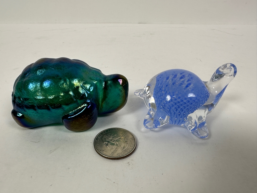 Just Added - (L) Robert Held Hand Made Art Glass Turtle Made In Canada And (R) Handmade Swedish Art Glass Turtle By Sea [Photo 4]