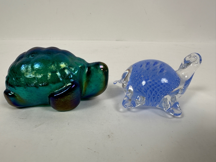 Just Added - (L) Robert Held Hand Made Art Glass Turtle Made In Canada And (R) Handmade Swedish Art Glass Turtle By Sea [Photo 2]