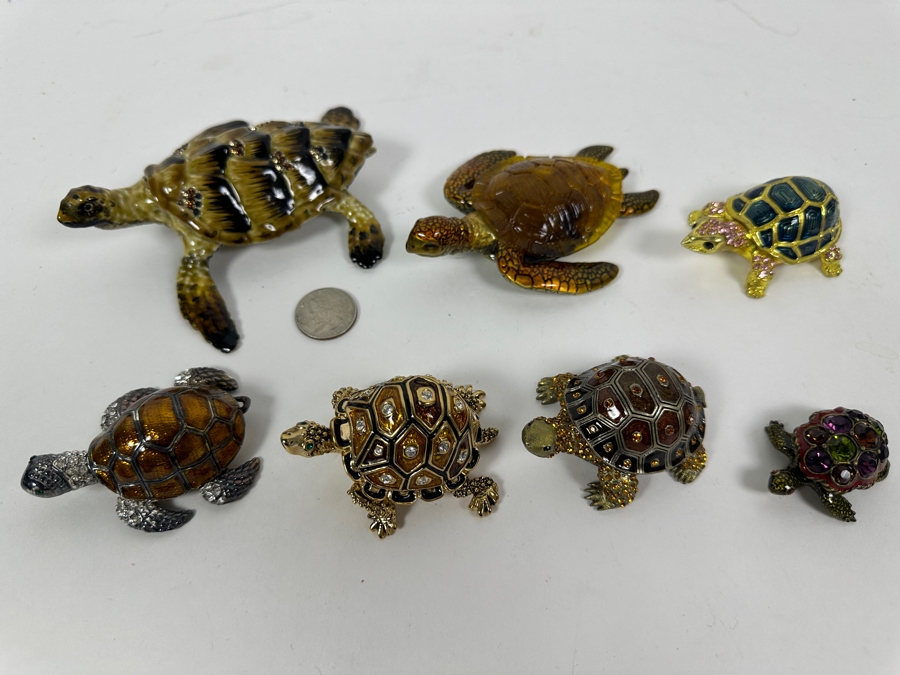 Just Added - Collection Of Metal Enamel Turtle Boxes (Smallest On Bottom Left Is Jay Strongwater) [Photo 2]