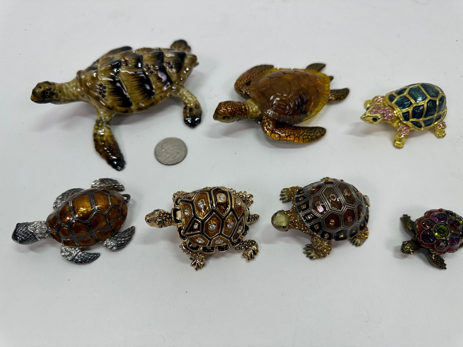 Just Added - Collection Of Metal Enamel Turtle Boxes (Smallest On Bottom Left Is Jay Strongwater) [Photo 4]