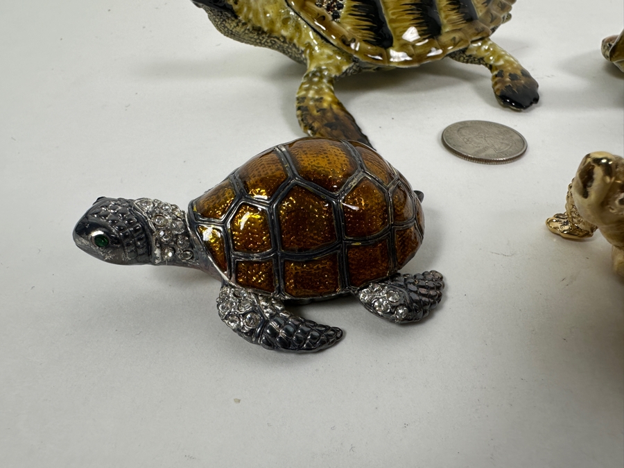 Just Added - Collection Of Metal Enamel Turtle Boxes (Smallest On Bottom Left Is Jay Strongwater) [Photo 8]
