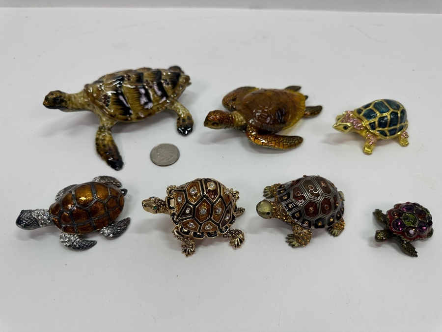 Just Added - Collection Of Metal Enamel Turtle Boxes (Smallest On Bottom Left Is Jay Strongwater) [Photo 3]