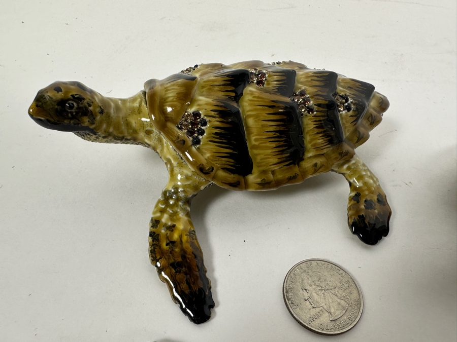 Just Added - Collection Of Metal Enamel Turtle Boxes (Smallest On Bottom Left Is Jay Strongwater) [Photo 9]