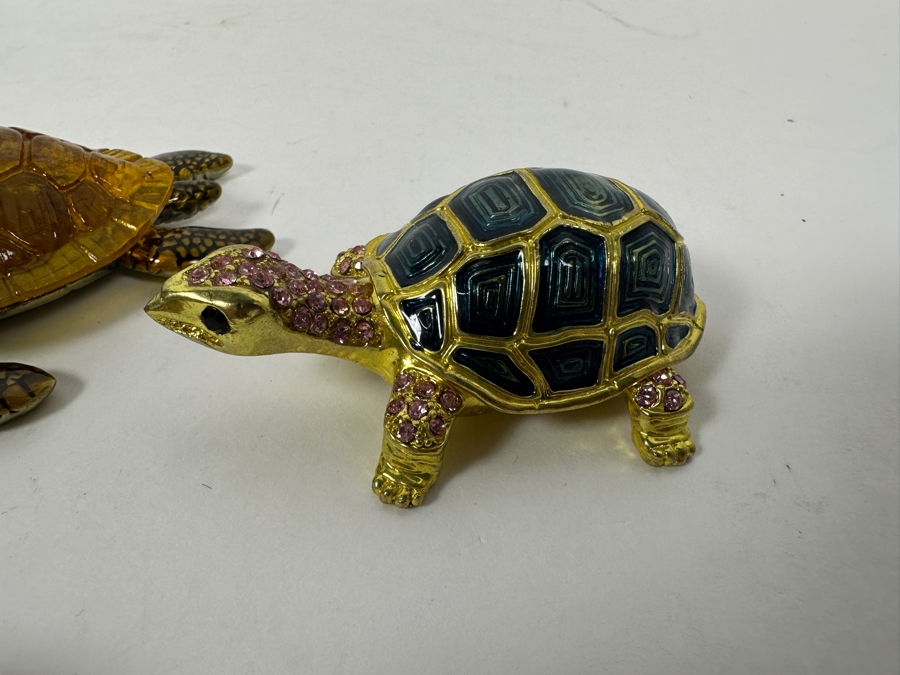 Just Added - Collection Of Metal Enamel Turtle Boxes (Smallest On Bottom Left Is Jay Strongwater) [Photo 11]