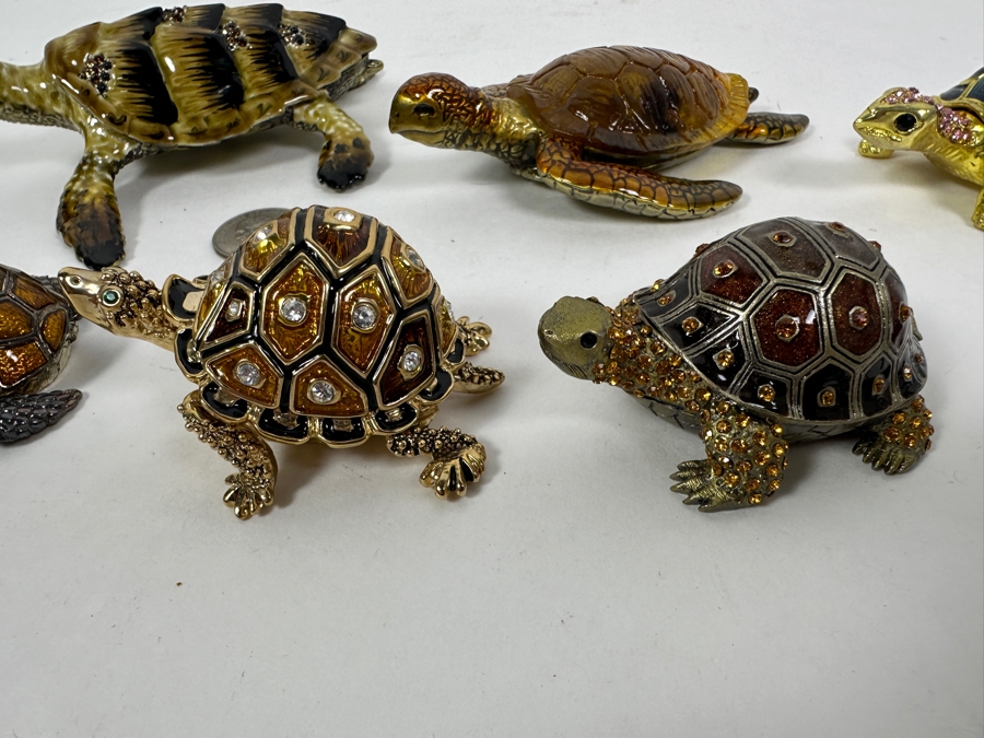 Just Added - Collection Of Metal Enamel Turtle Boxes (Smallest On Bottom Left Is Jay Strongwater) [Photo 7]