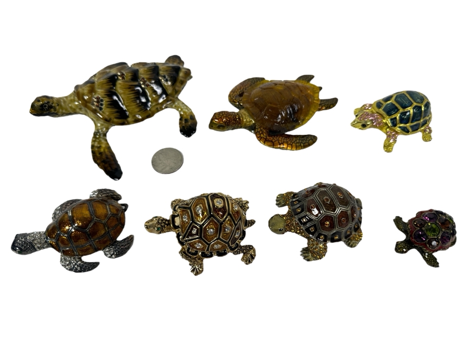 Just Added - Collection Of Metal Enamel Turtle Boxes (Smallest On Bottom Left Is Jay Strongwater) [Photo 1]