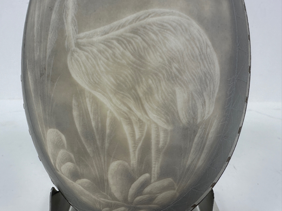 Just Added - Vintage Australian Carved Emu Egg With Stand 5.75H [Photo 4]