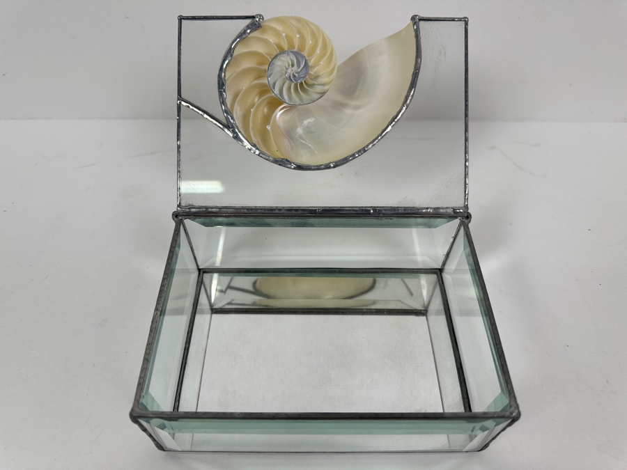 Just Added - Glass Box With Nautilus Shell Top 6W X 4D X 3H [Photo 2]