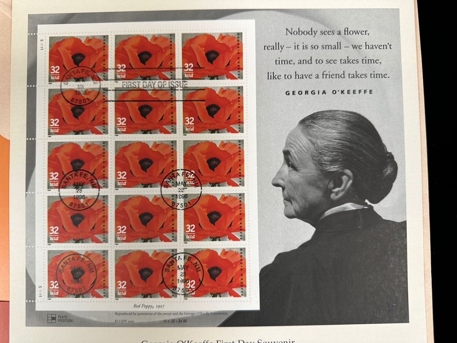 Just Added - Georgia O'Keeffe First Day Souvenir Stamps [Photo 3]