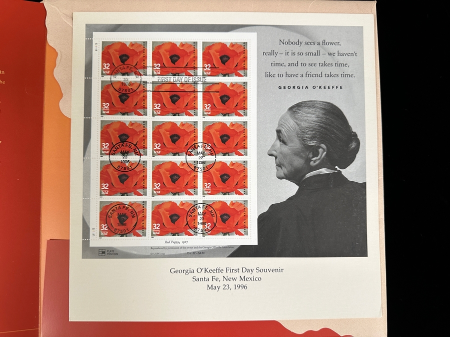 Just Added - Georgia O'Keeffe First Day Souvenir Stamps [Photo 2]