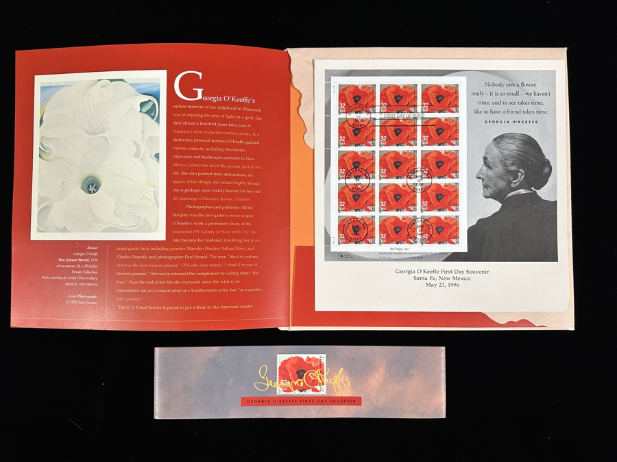 Just Added - Georgia O'Keeffe First Day Souvenir Stamps [Photo 1]