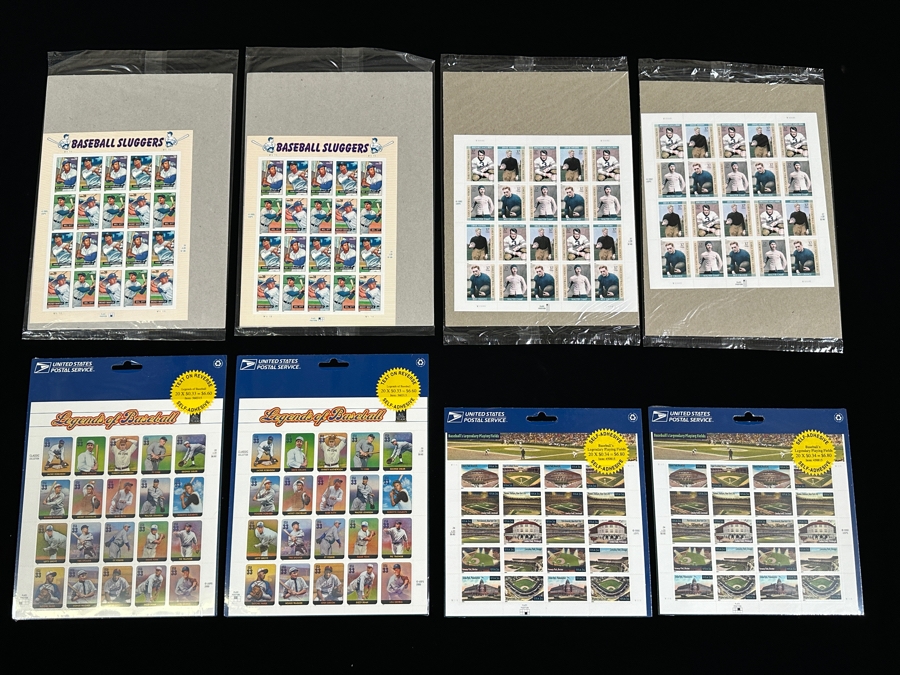 Just Added - US Mint Postage Stamps: (2) Baseball Sluggers, (2) Legends Of Baseball, (2) Baseball's Legendary Playing Fields & (2) Early Football Heroes $57.20 Postage Value [Photo 2]