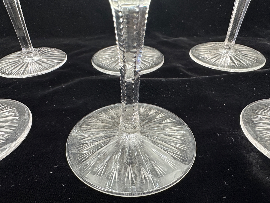 Just Added - (8) Vintage Bohemia Hand Cut Lead Crystal Stemware Glasses Made In Czechoslovakia 4.75H [Photo 6]