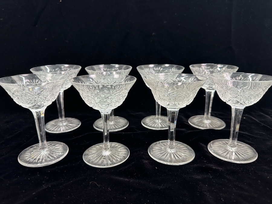 Just Added - (8) Vintage Bohemia Hand Cut Lead Crystal Stemware Glasses Made In Czechoslovakia 4.75H [Photo 2]